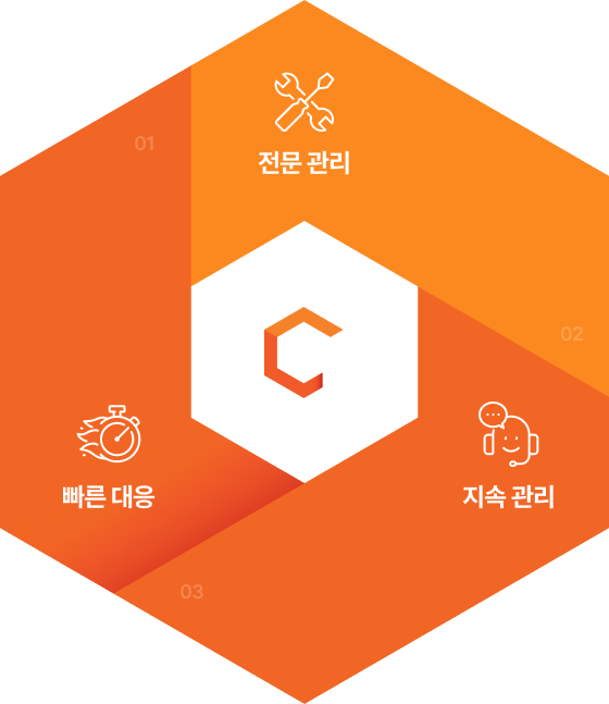 빠른대응, 전문관리, 지속관리